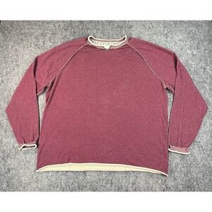 32 Bar Blue Long Sleeve Shirt Henley Raglan Mens XXL Maroon Red Casual EUC